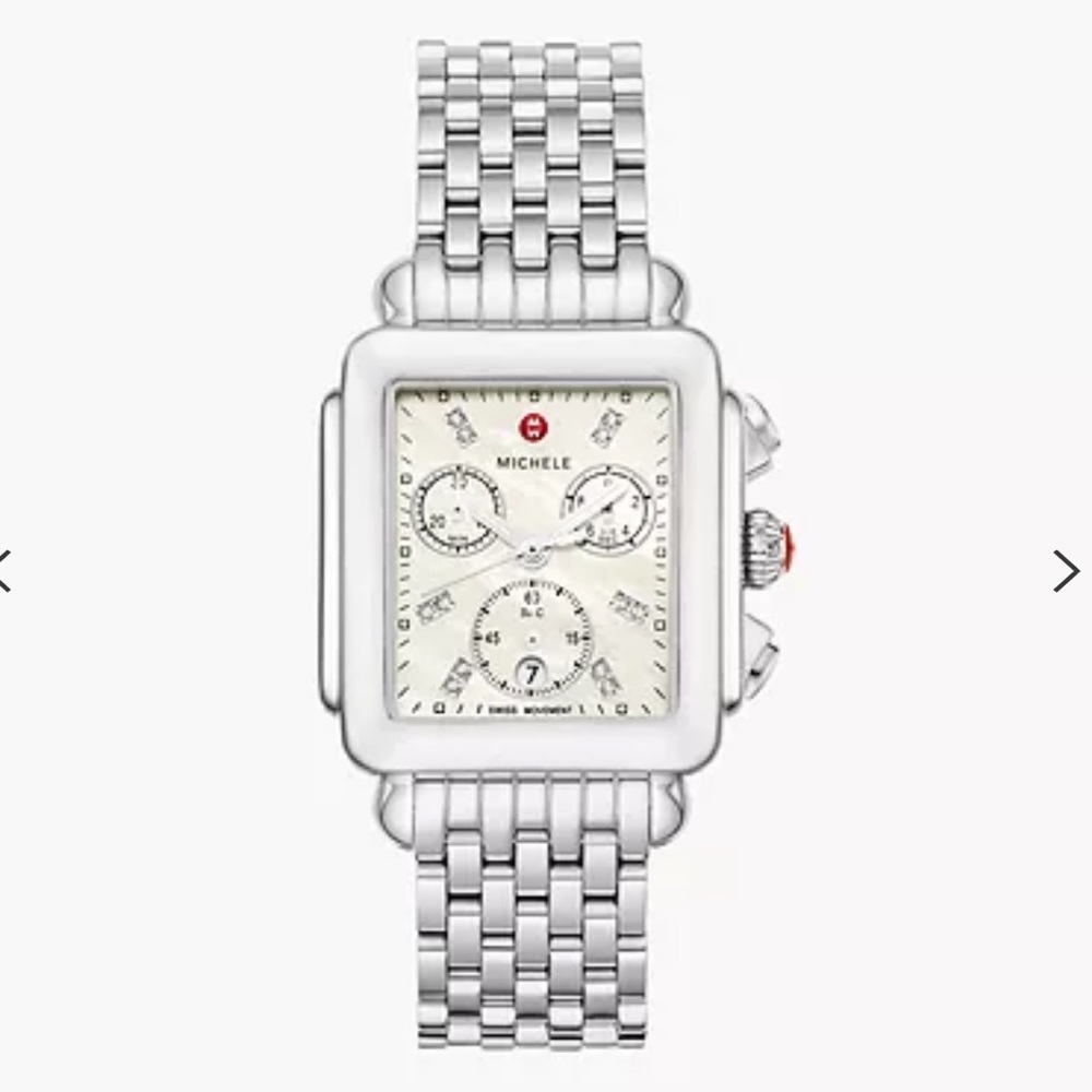 Michele Deco Diamond Chronograph Bracelet Watch, 33mm